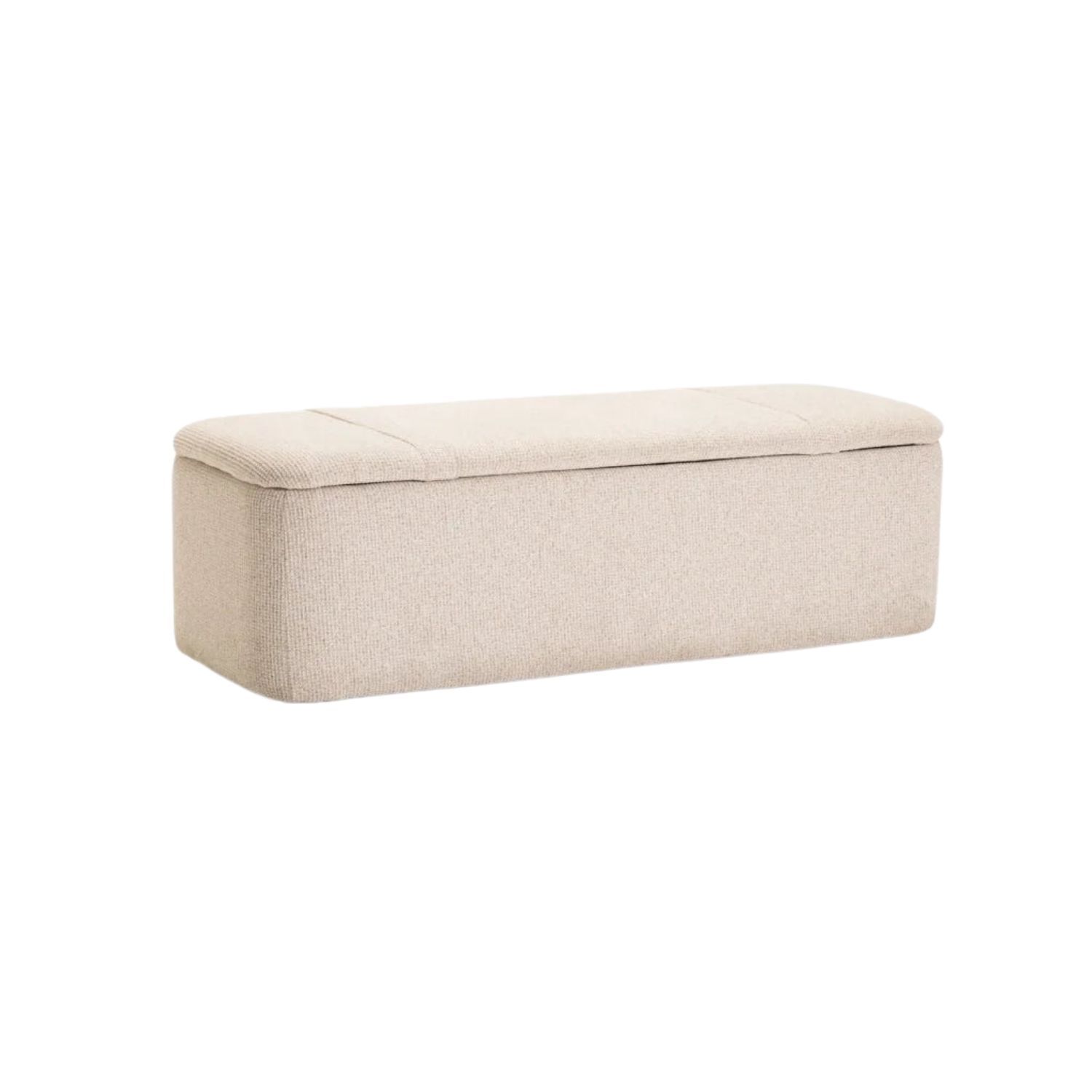 Textured Fabric Storage Bench Ottoman - Cream
