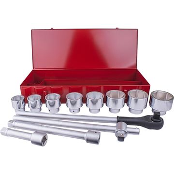 Socket Set 12Pc 1" Drive 6Pt 46 - 80Mm In Metal Case