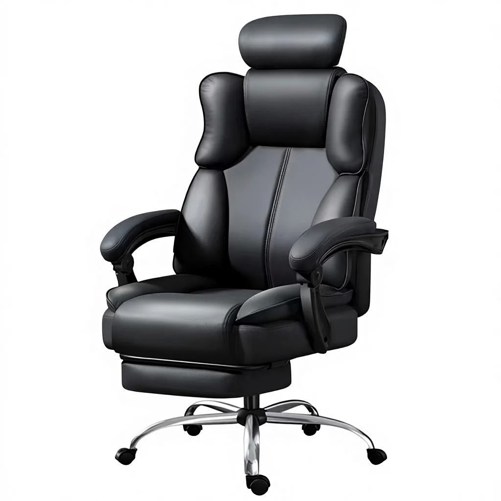 LBM FURN-Luxury Ergonomic Executive Office & Gaming Chair with Footrest - Black