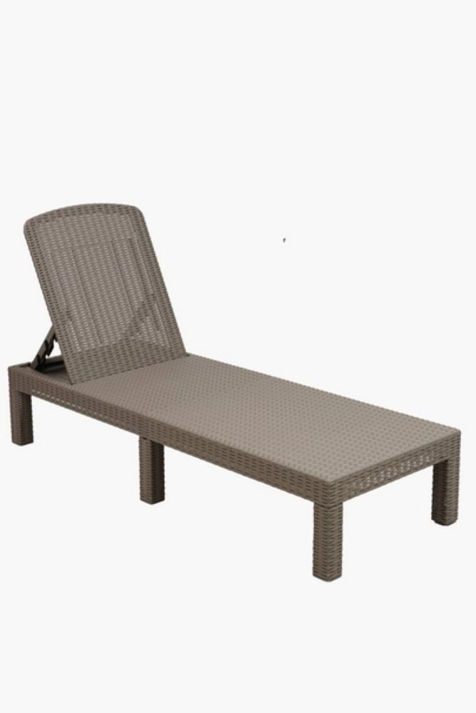 Outdoor Adjustable Lounger Sand Weatherproof Polypropylene Rattan-Style Recliner