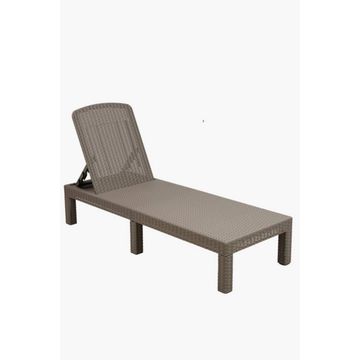 Outdoor Adjustable Lounger Sand Weatherproof Polypropylene Rattan-Style Recliner