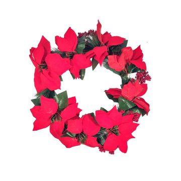 RED POINSETTIA WREATH 45cm