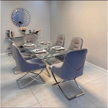 ASHER- Giselle contemporary 7 piece dinning set grey