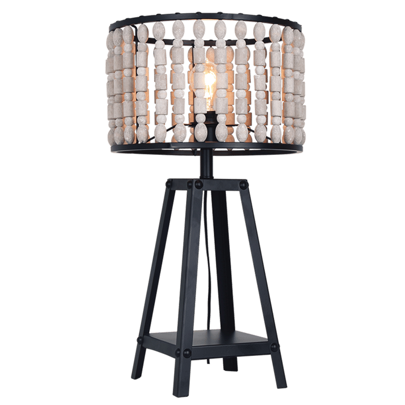 Metal and Wood Bead Table Lamp