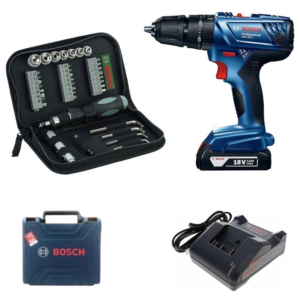Boch Professional Cordless Drill Kit (180LI) with Screwdriver Set