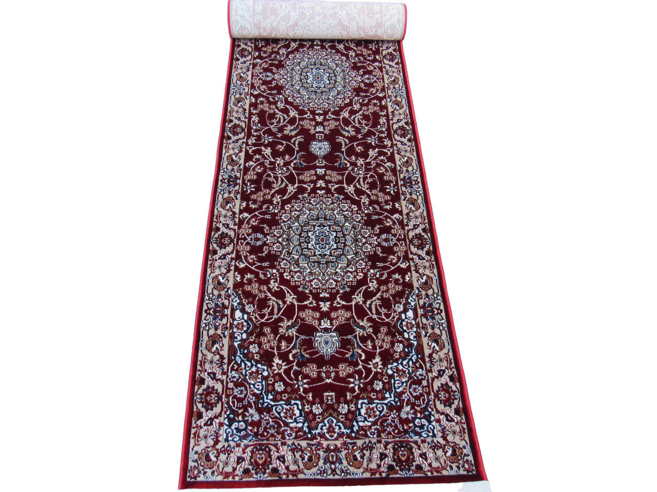 8BK Carpets & Rugs -  Persian Inspired Passage Runner Rug –  80cm x 8m - Red , Beige  & White