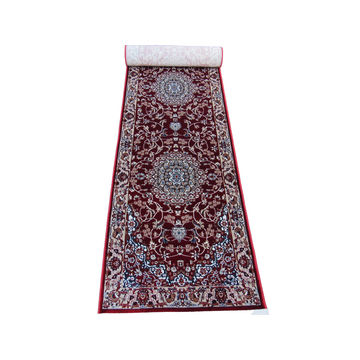 8BK Carpets & Rugs -  Persian Inspired Passage Runner Rug –  80cm x 8m - Red , Beige  & White