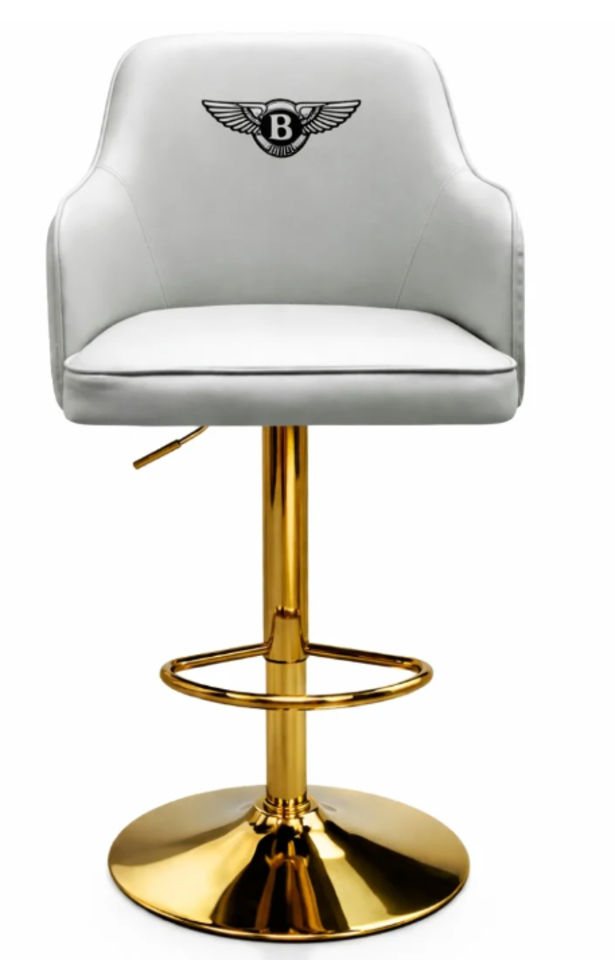 Luxury Grey Adjustable Bar Stool with Gold Base