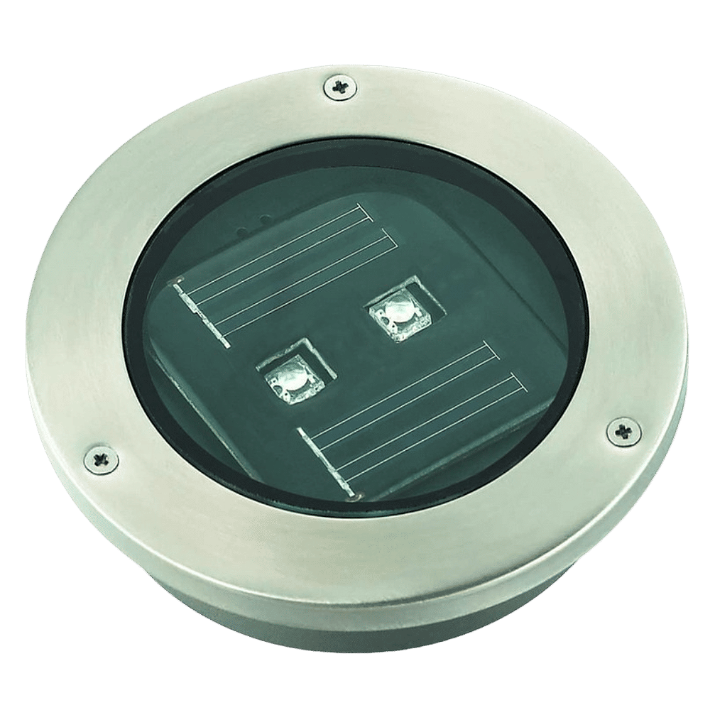 LED S/Steel Tile Solar Light 120x120x75Dia. 2xLED
