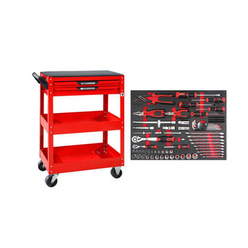 Ampro 100PC 1/4" & 1/2" Dr 2-Drawer Trolley Tool Set