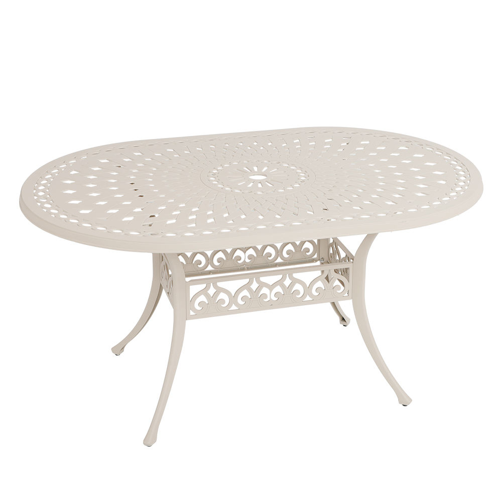 Lattice Aluminium Patio Table / Garden Table / Outdoor Dining Table - 150cm x 96cm Oval  - SAND