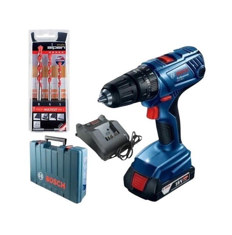 Bosch Cordless Drill Kit & Alpen Multicut Drill Bit Set (3 Piece