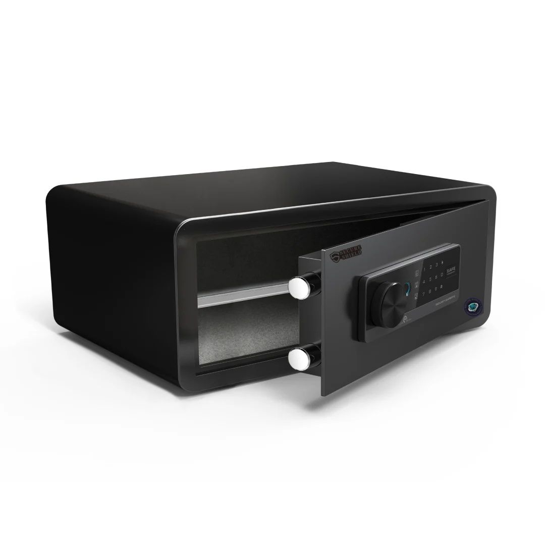 22cm High Laptop Electronic Digital Safes Biometric Fingerprint Safety Box - Horizontal LCD Touch Screen - Matte Black