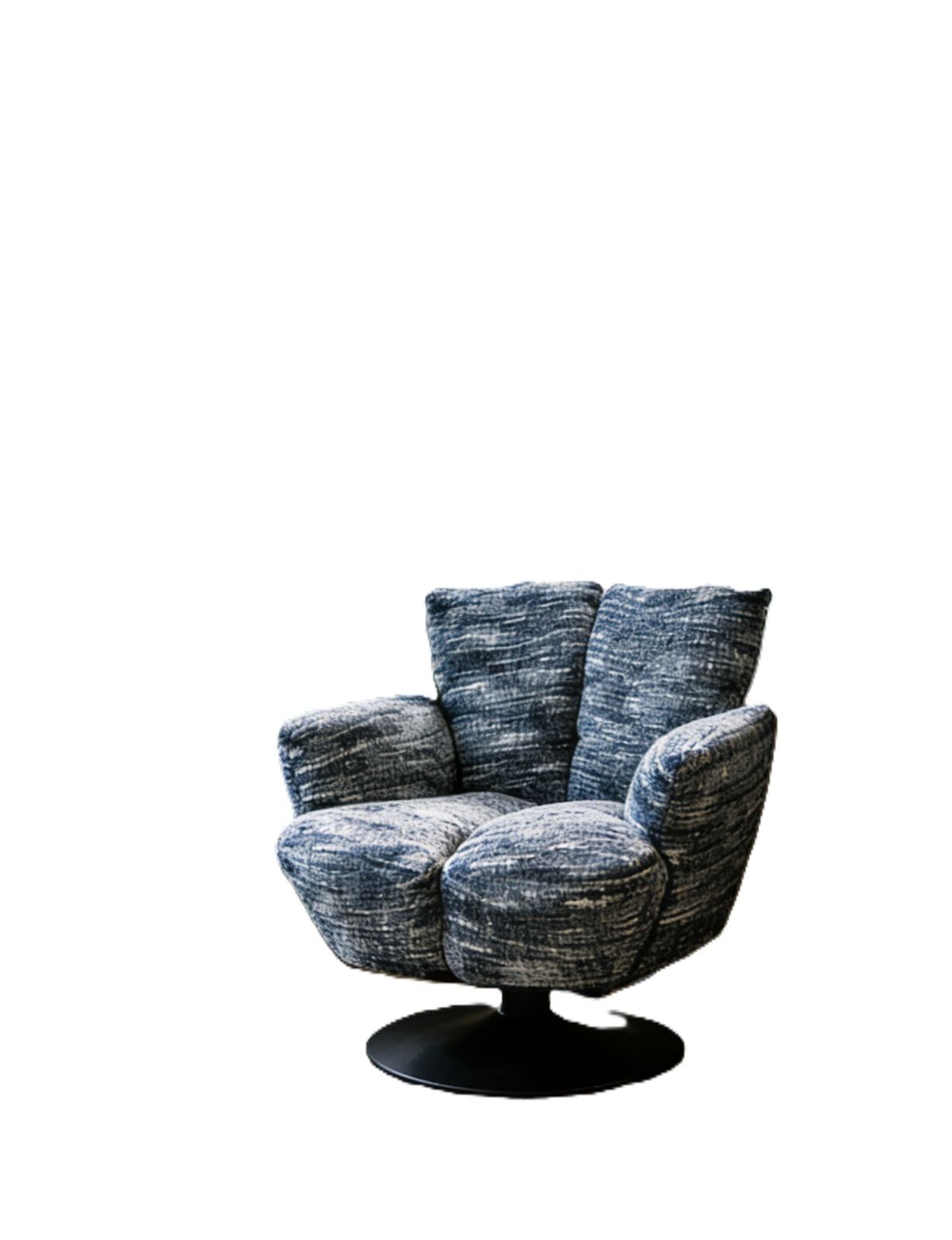 LBM FURN-Modern Swivel Accent Chair – Textured Lounge Chair with Metal Base