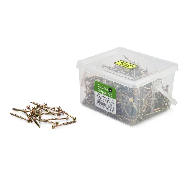 Chipboard Screws, Square, No.6, 3.5mm x 50mm, 500 Pieces