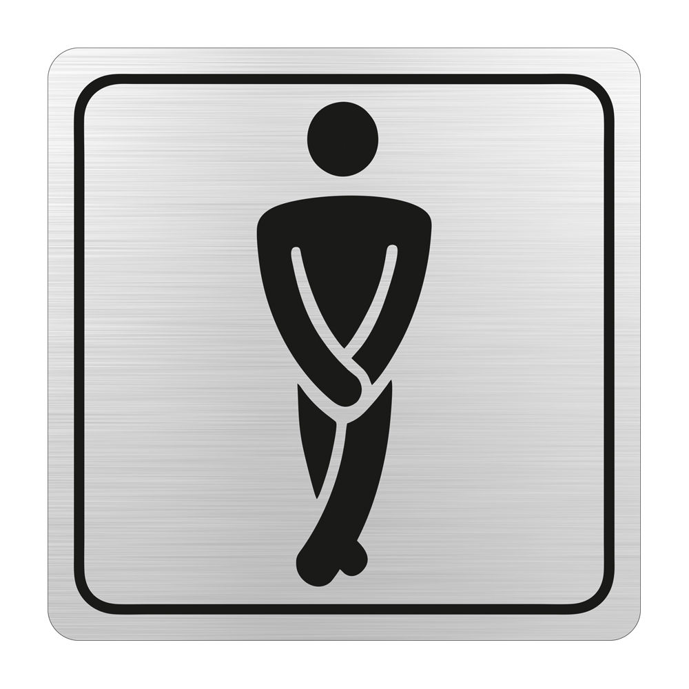 Gents Toilet Symbolic Sign - Black Printed on Brushed Aluminium ACP (150 x 150mm)