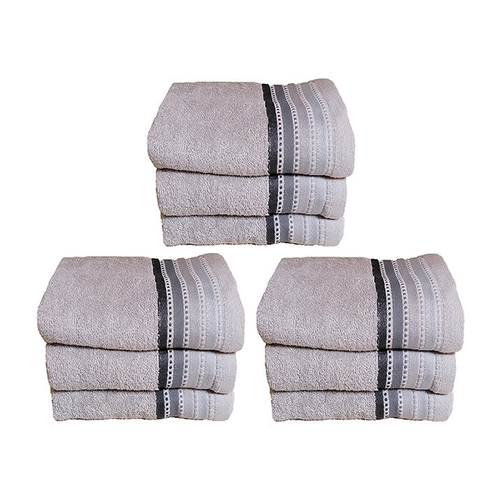 Royal Turkish Collection -450gsm -100% Cotton -Facecloth -Grey -Pack of 9