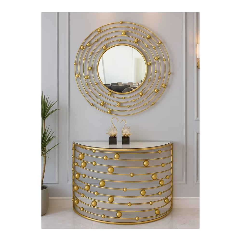 Sorbet Console & Mirror Set -Gold