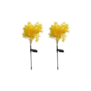 2-Pack Rime Flower Design Solar Light Outside Garden Patio Decorative -Yellow Rime Light