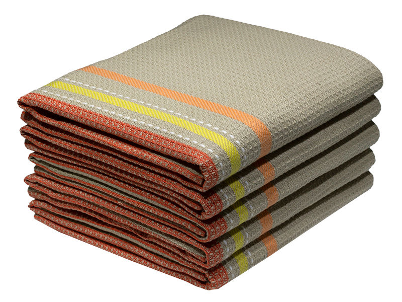 Multipurpose, Easy Fit, Absorbent Kitchen Towel - Design 2334 - 047x072cms - (05 Pc Pack) - Stripes - Orange