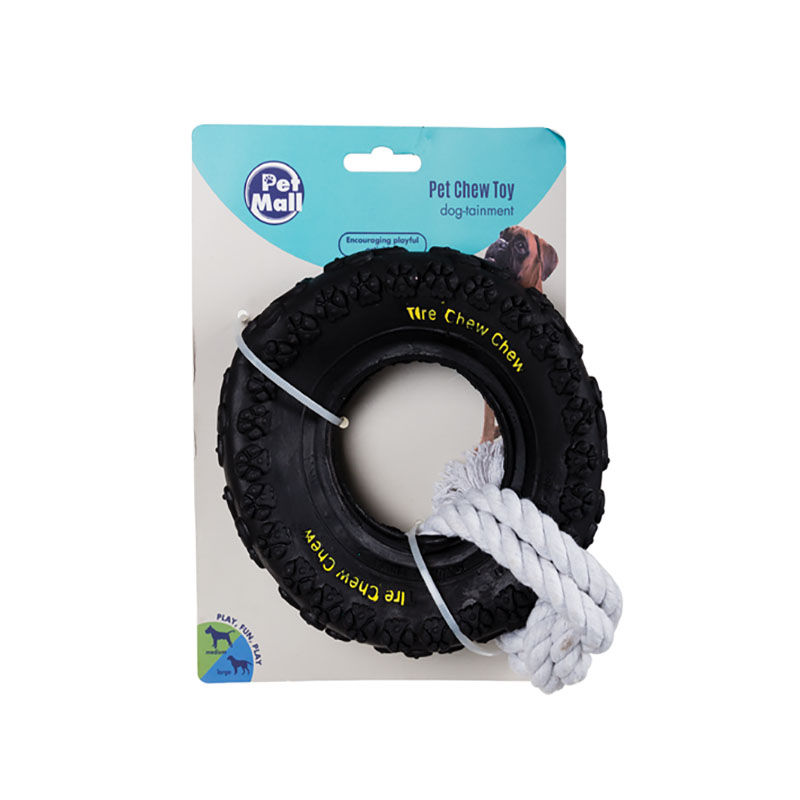 Dog Chew Toy - Tire - BPA-Free Plastic - Black - 6 Pack