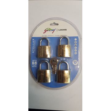 Godrej Stellar 25mm Brass Coated Pack of Four Padlocks