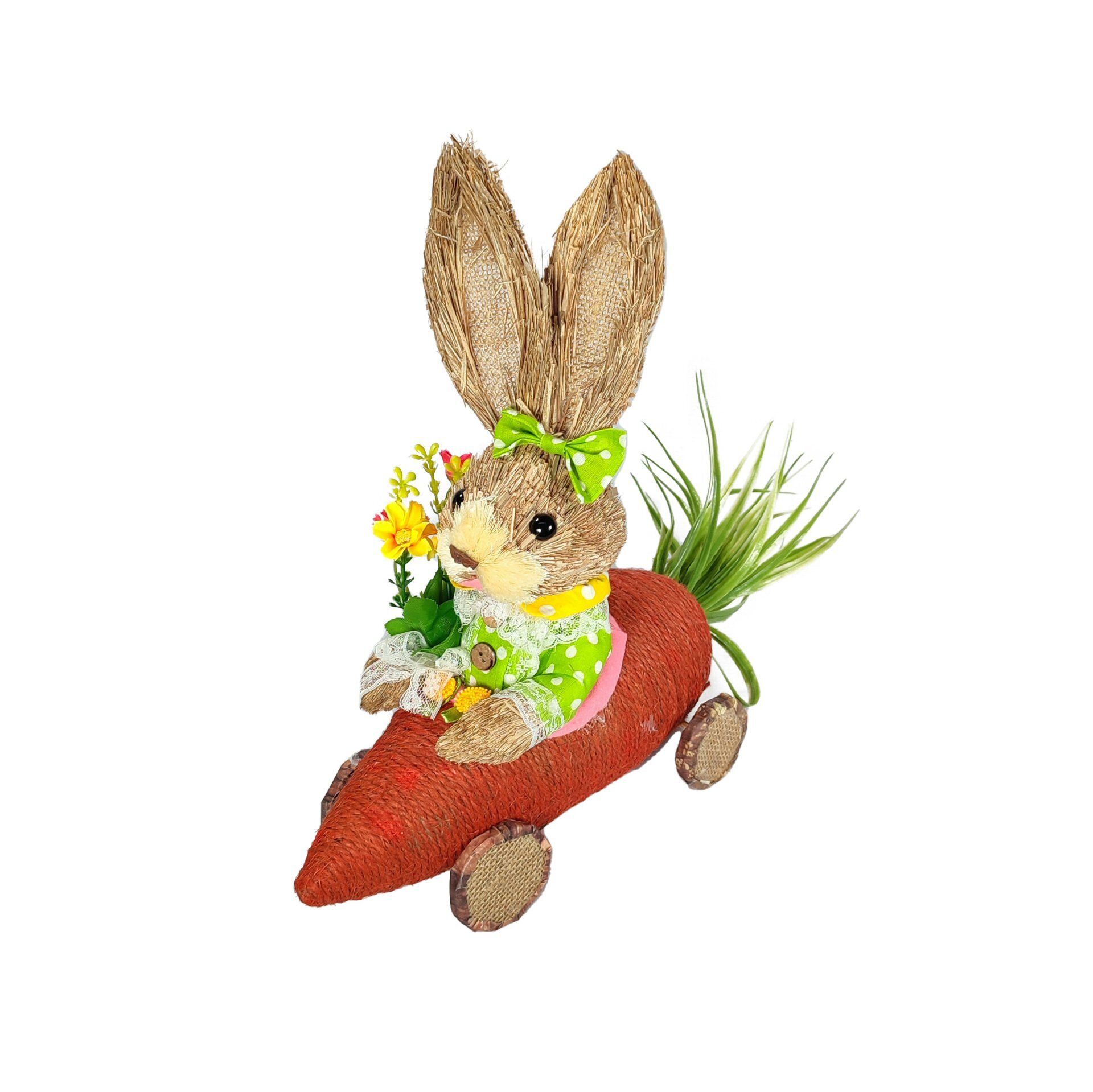 Grass Bunny Girl In Carrot Car 43X30Cm