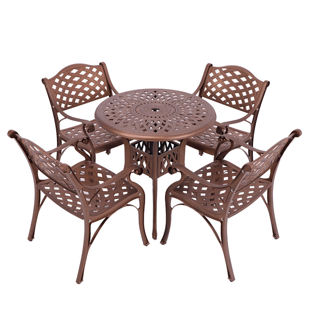 4  Seater - Lattice Aluminium Patio Set / Garden Furniture / Outdoor Dining Set    (4 Lattice Chairs with 78cm Round Elizabeth Table) - COPPER