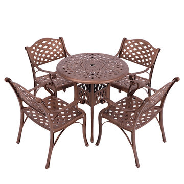4  Seater - Lattice Aluminium Patio Set / Garden Furniture / Outdoor Dining Set    (4 Lattice Chairs with 78cm Round Elizabeth Table) - COPPER