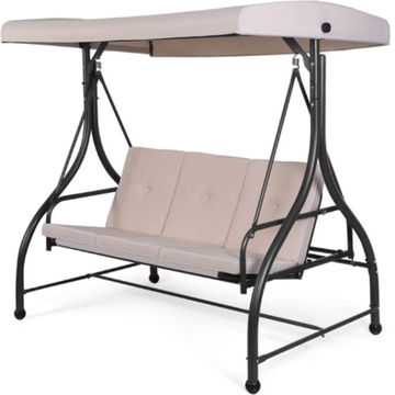 Tangkula 3 Seats Converting Patio Swing - Beige