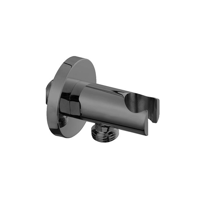 Devario Premio Shower Outlet Elbow With Holder Round Brass -Gun Metal Grey