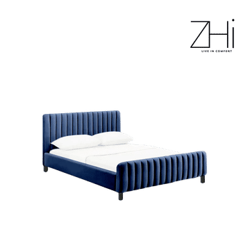 Blue Velvet Channel Double Bed