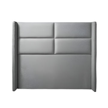 Fira Linear Winged Headboard 3 Quarter -Linen Light Grey