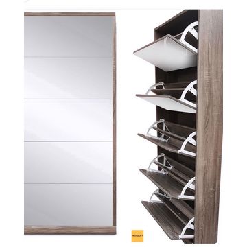 Mirror Shoe Rack Walnut