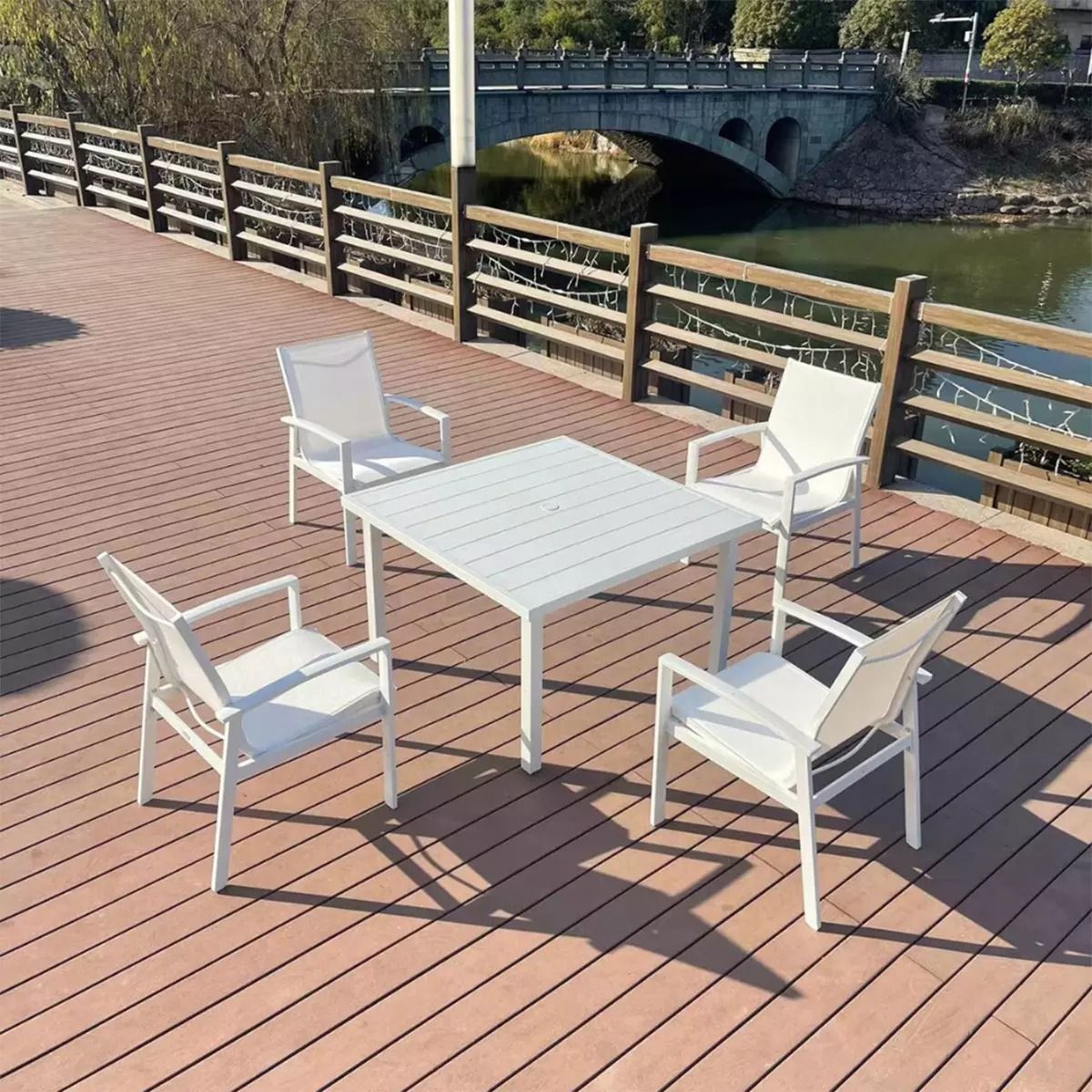 Inspired White 4 Seater Outdoor Dining Set With Aluminium Frame