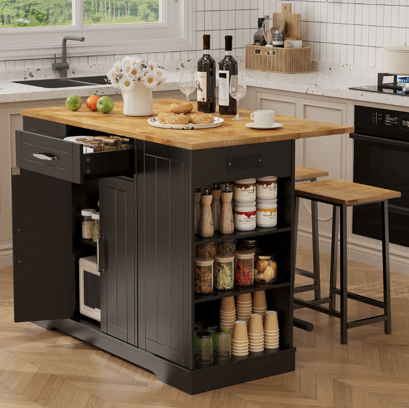 GreenLine Interiors Tassie Kitchen island Black and Pine