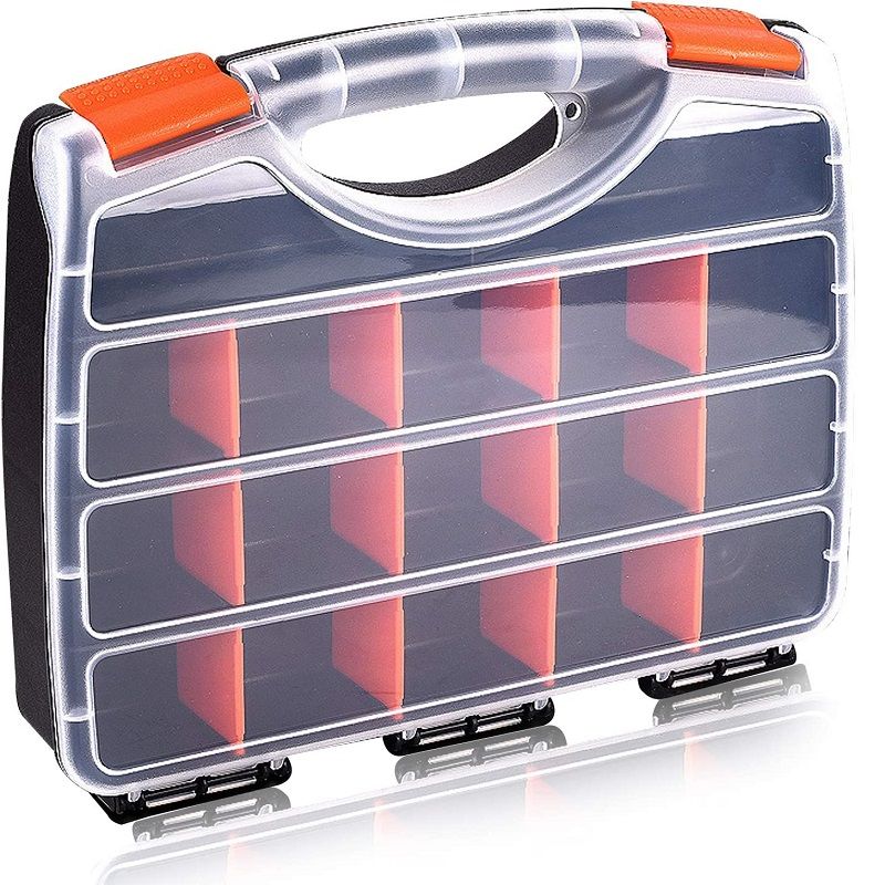 Shind FI Plastic Tool Box – 15-Compartment Organizer for Screws, Bolts, Nuts & Small Tools
