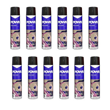 POWR Spray Paint STD 300ml Tin Black Matt ( 12 Pack )