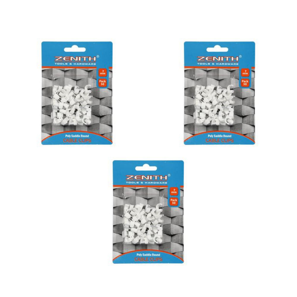 Cable-clips p/saddle rnd 7mm 50x zenith 3 Packs