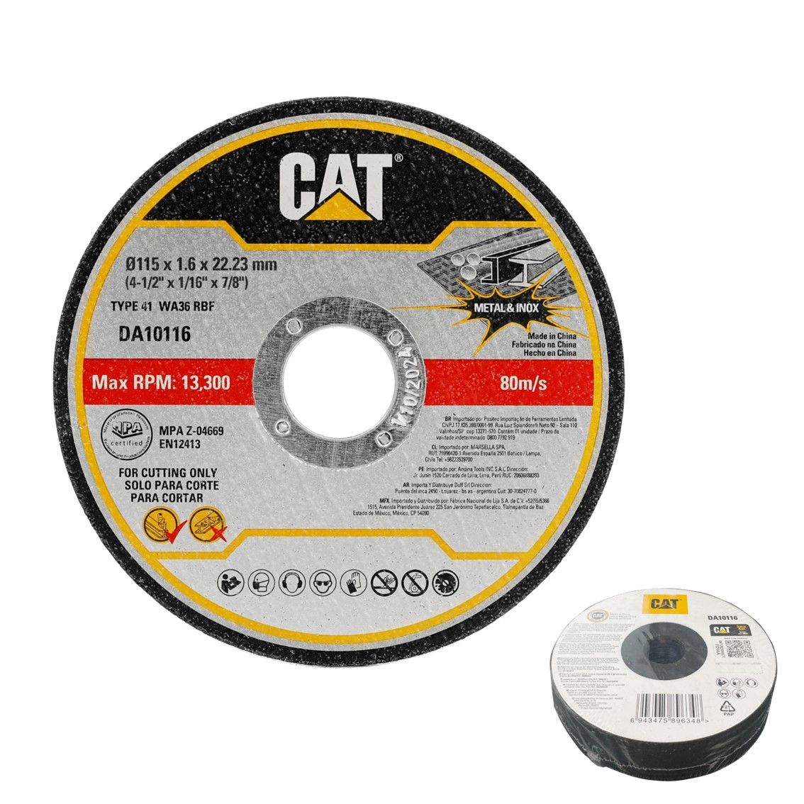CAT Metal&Inox Cutting Disc 115mm x 1.6mm 22.23mm 10pcs