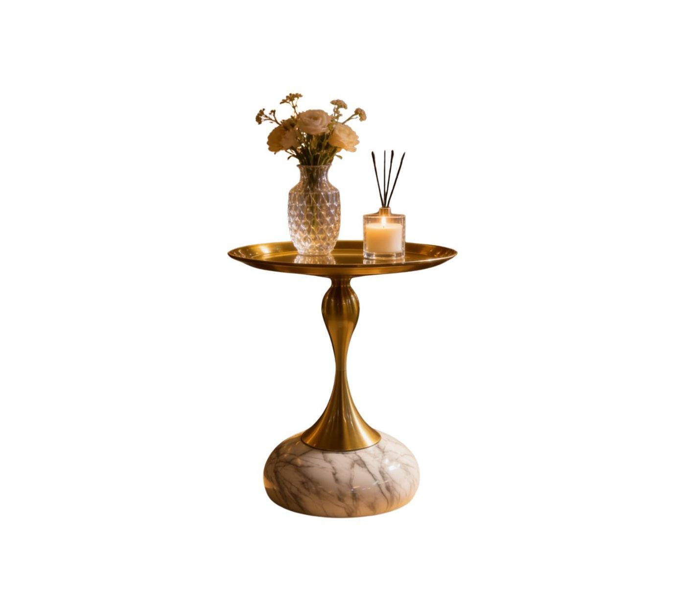 Luxurious Gold & Marble Side Table