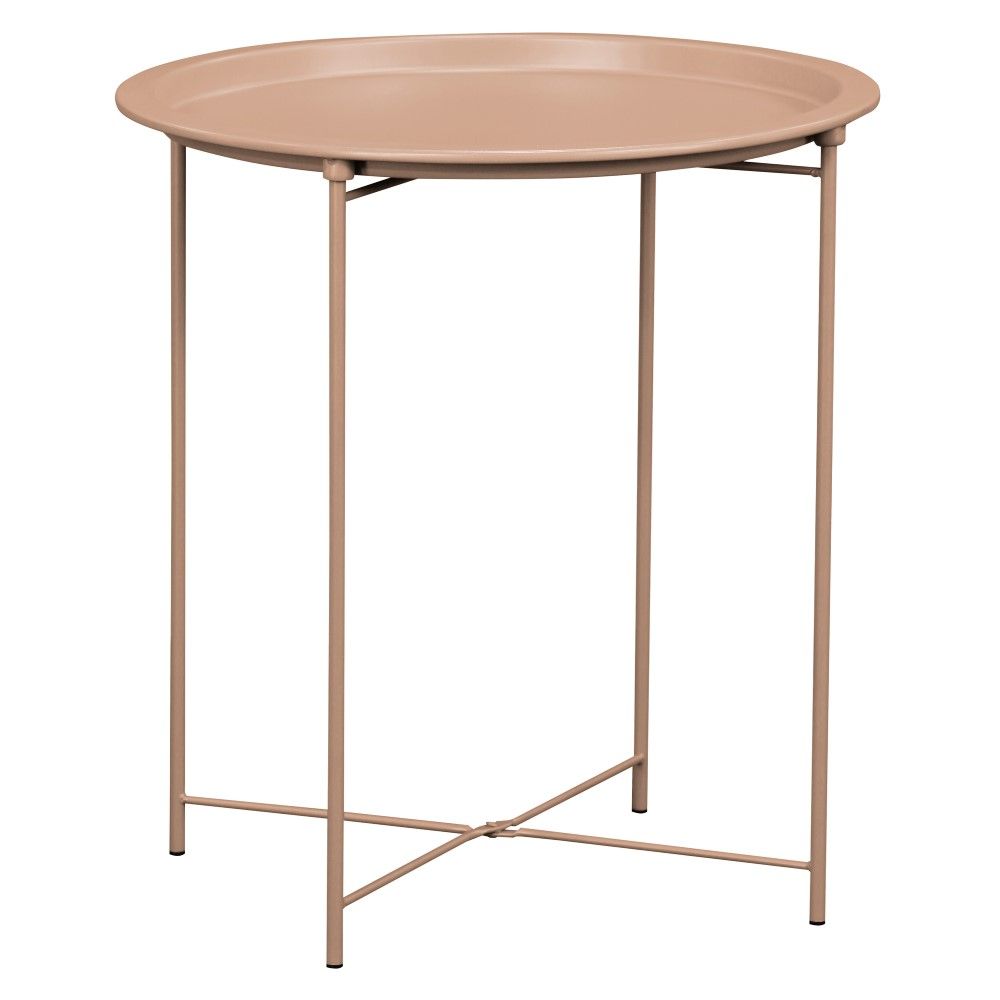 Everfurn Nala Side Table Beige, Painted MDF, Steel Frame, 2 Pack