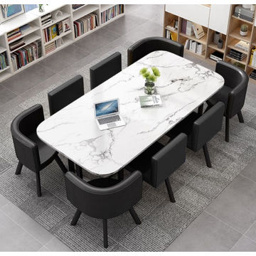 Nordic Style (MDF) Dining Table Set 9PC  (WHITE&BLACK)