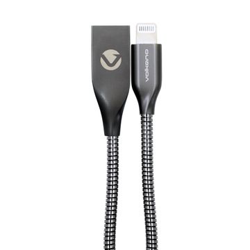 Volkano Iron Series Round Metallic Spring MFI Lightning Cable 6ft - Gun Metal