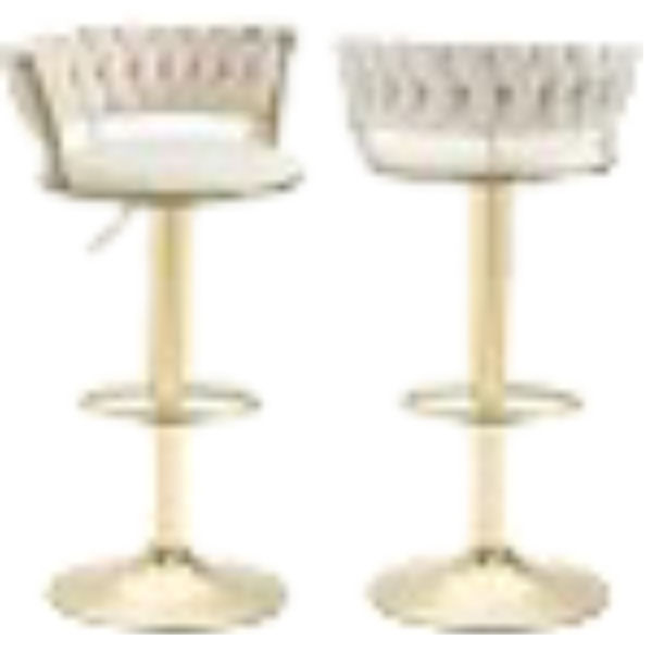Cream Velvet Swivel Luxury Bar Stools - Set of 2