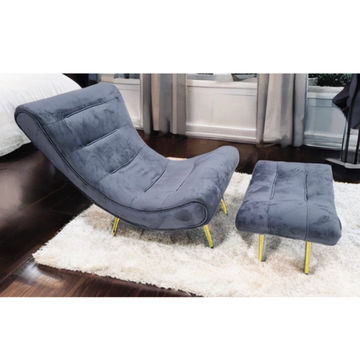 IG Furn- Velvet Relax Chair and Stool Grey