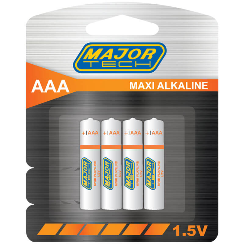 AAA Maxi Alkaline Batteries (LR03-BP4) - Major Tech