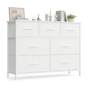 Songmics Chest of Drawers Storage Dresser, 7 Fabric Drawers, White