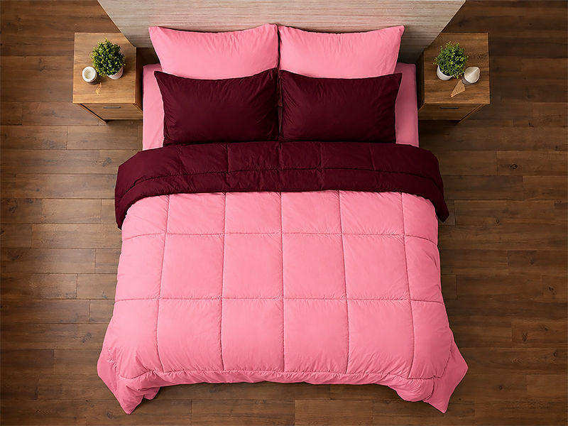 Everyday Collection Reversible Comforter Set - 90 GSM - King - Super King - Pomegranate - Pink Frosting (06 Sets)