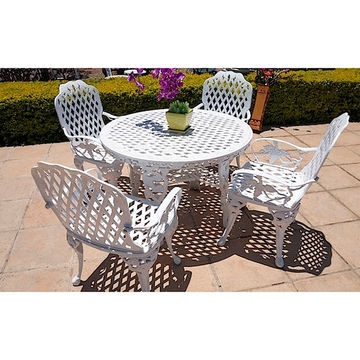 Ageless & Beautiful!   4 Seater Cast Aluminium Patio Furniture Set / Garden Furniture Set / Outdoor Furniture Set - 4 x King Grape Chairs with 108cm Ageless & Beautiful! Cast Aluminium Patio Table - King Grape